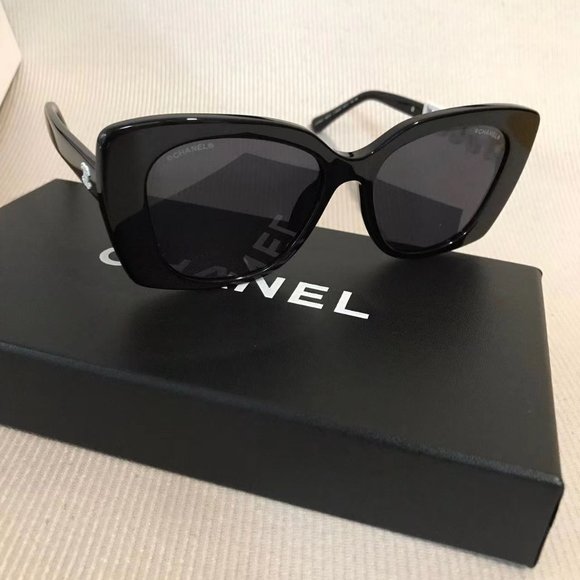 Chanel black oval sunglasses